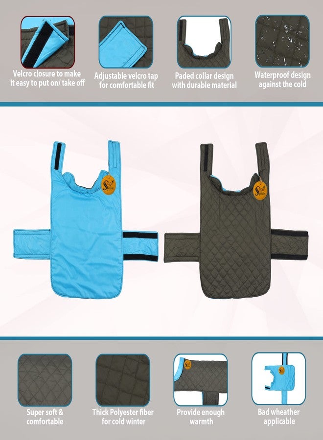 Sage Square Dog Fleece Jacket Reversible Dog Vest Waterproof, Windproof Cold Weather Dog Clothes Pet Apparel for Dogs (Sky Blue) (Small-Medium) (14 Inches) - Image 4